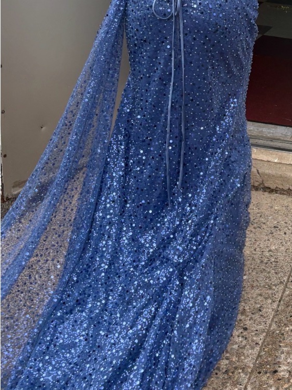 Sparkling Blue Sequin Evening Gown